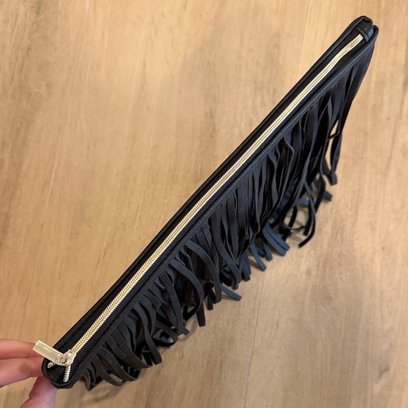 LIKE NEW - Bergdorf Goodman Leather Fringe Evening Clutch Bag - Picture 7 of 10